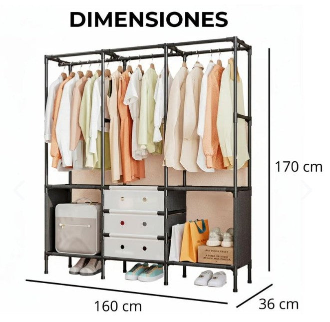 Closet 3 cuerpos con tapa acrílica — organización de lujo para tu ropa