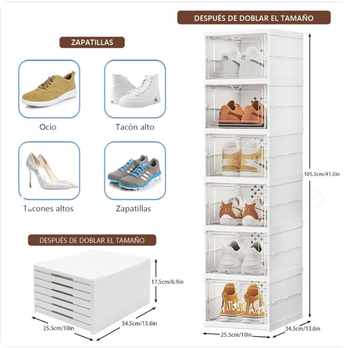Ordena hasta 12 pares de zapatos — organizador plegable de 6 niveles